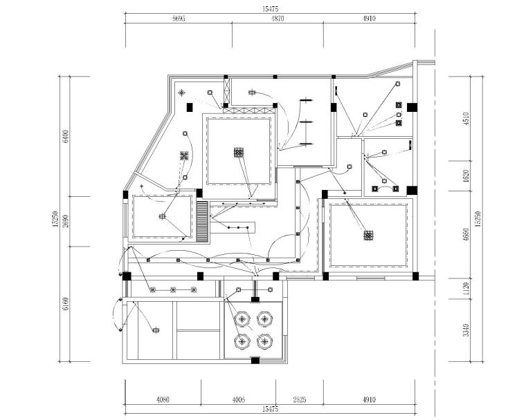 [福建]闽南贸易有限公司办公室装修施工图+效果图-5顶棚开关布置图