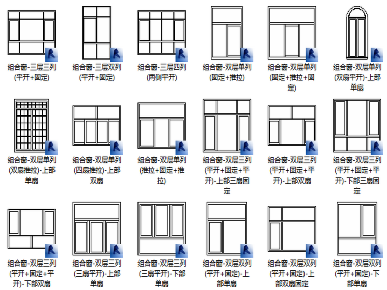 族库BIM资料下载-BIM族库-建筑-窗-普通组合窗