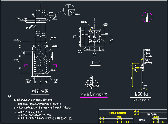 钢管柱三面广告牌施工图8m×24m_10