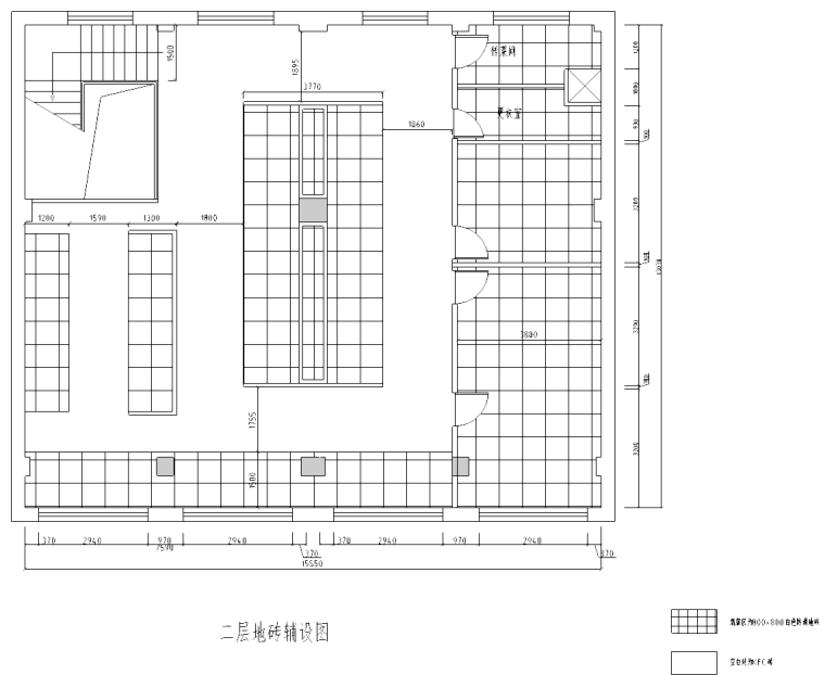 [辽宁]新中式风格——主题火锅室内装修施工图（附效果图）-二层地面铺设图