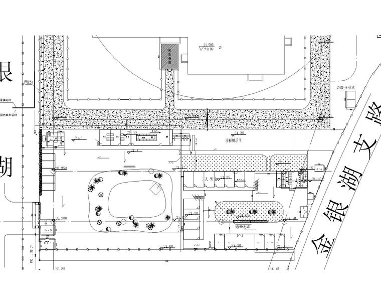 某工程生活区景观图-E01号楼专家宿舍及食堂施工现场平面布置图