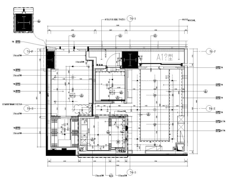 [SCDA&如恩]知名地产公寓现代风格一居室样板间室内装修施工图&效果图&物料表（CAD、JPG、PDF）-3A1户型样板间天化综合平面图