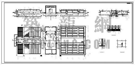 快滤池CAD图资料下载-普通快滤池平剖面图