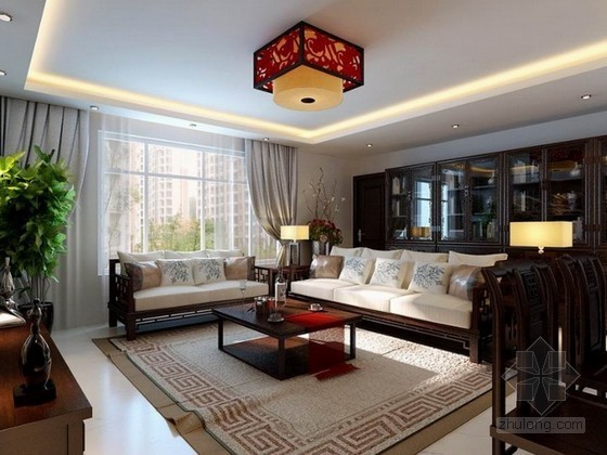 中式家居客厅装修效果图资料下载-中式风格客厅3d模型下载