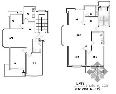 二三房经典户型平面图资料下载-86个住宅经典户型平面图