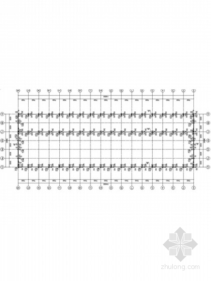 高低跨、带气楼门式刚架厂房结构施工图(含建施)-基础布置平面图 