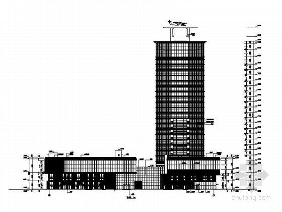 [上海]24层现代风格综合用房建筑施工图（甲级设计院）-24层现代风格综合用房建筑设计立面图