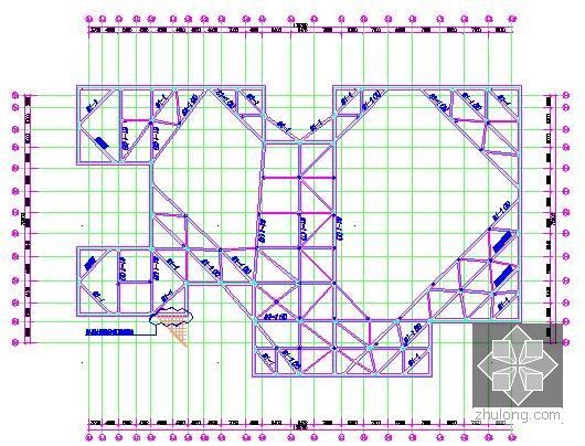 [浙江]8万平米高层公寓小区(地下室)建筑安装工程量清单控制价编制实例(含施工图纸百余张)-第一道支撑结构平面布置图