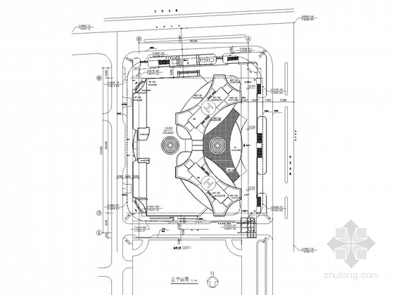 [广东]知名企业51层超高层办公楼建筑施工图-办公楼总平面图 