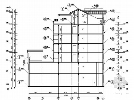 [吉林]6层中式风格高档公寓设计施工图-6层中式风格高档公寓设计剖面图 