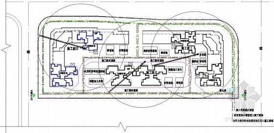 住宅区施工平面布置图资料下载-住宅小区施工现场平面布置图（基础、主体、装修）