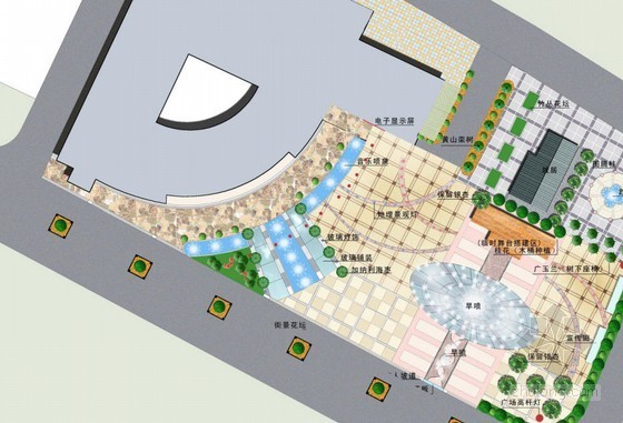 商业楼盘景观设计资料下载-商业楼小广场景观设计方案