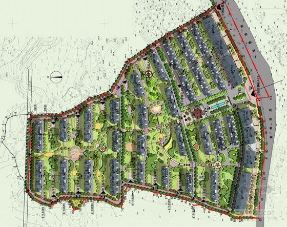 [湖南]欧式风格住宅区规划及单体设计方案文本-住宅区总平面图 