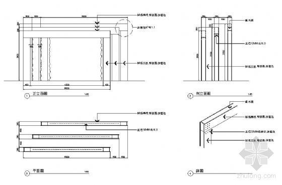 景墙cad施工图建筑说明资料下载-某水景墙施工图