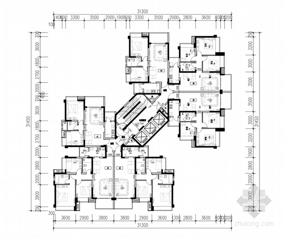 [成都]三环中心地块现代风格高层住宅区规划设计方案文本（知名建筑设计院）-三环中心地块现代风格高层住宅区平面图