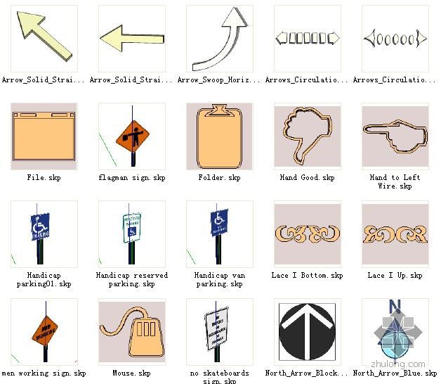 北京skp商场模型资料下载-87种标记（skp模型）