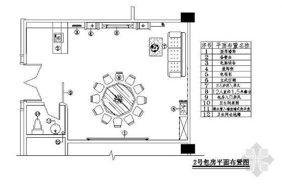 大型餐饮空间平面布局图资料下载-包房施工图