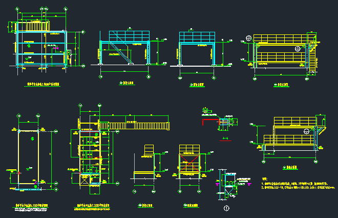 钢桁架廊施工资料下载-工业设备基础图（锅炉、管廊、钢框架、桁架）