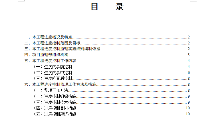 [房建]江苏荷都庄园住宅楼进度控制监理细则（共11页）-目录