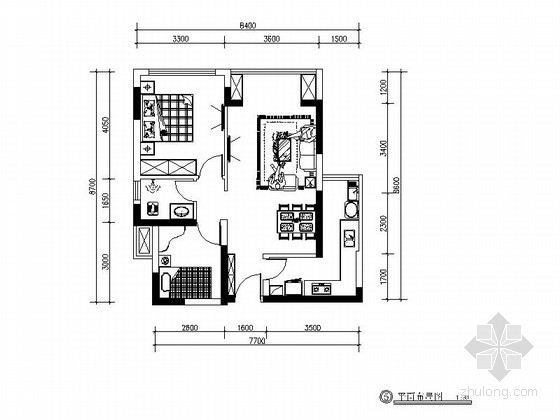 70小户型简约装修资料下载-[重庆]57平米经典一居室小户型装修施工图
