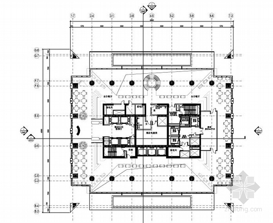 [山东]超高层玻璃金字塔结构办公综合体建筑施工图-超高层玻璃金字塔结构办公综合体建筑平面图