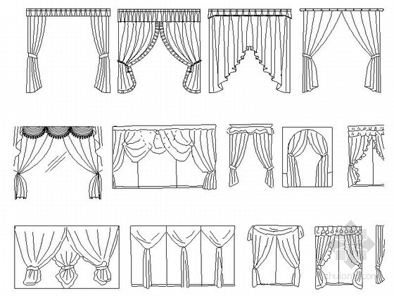 电动窗帘安装CAD资料下载-现代时尚窗帘立面CAD图块下载