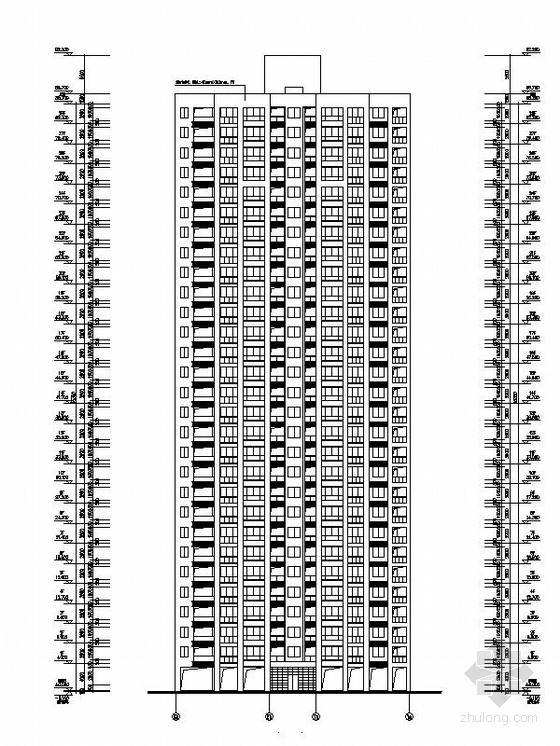 [湖南]高层框架剪力墙结构板式住宅建筑施工图-高层框架剪力墙结构板式住宅建筑立面图