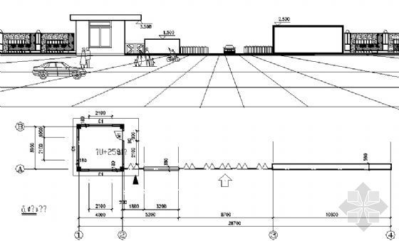 小品建筑设计图资料下载-某大门建筑设计方案图1