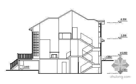 某二层坡地别墅建筑方案图-2