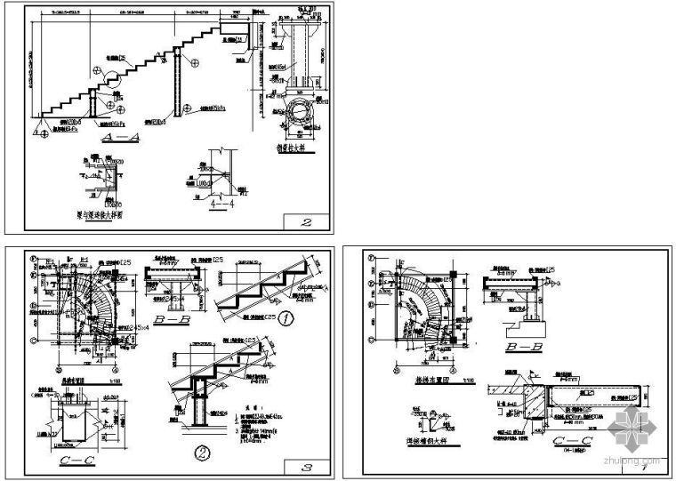 梁式楼梯结构设计资料下载-某螺旋楼梯结构设计图