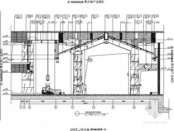 [浙江]国际现代水疗洗浴会所室内装修施工图（含效果）大堂立面图 