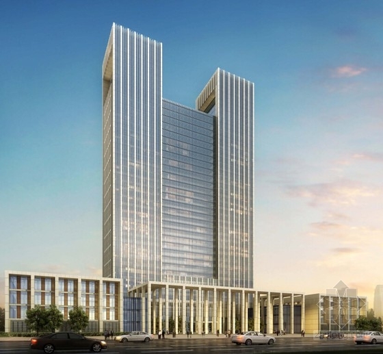 [陕西]超高层现代行政办公楼建筑设计方案文本-超高层现代行政办公楼建筑效果图 