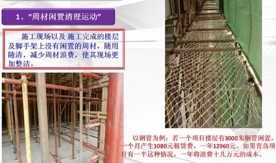 建筑公司现场标准化及成本精细化管理交流汇报材料-周材闲置清理运动 