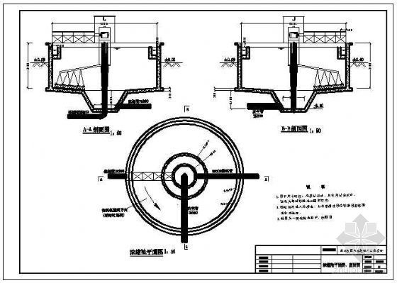 重力污泥浓缩池平剖面图资料下载-污泥浓缩池平面,剖面图