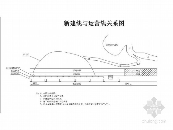 铁路枢纽扩能改造工程临近既有线路堑施工方案（水泥搅拌桩）-新建线与运营线关系图 