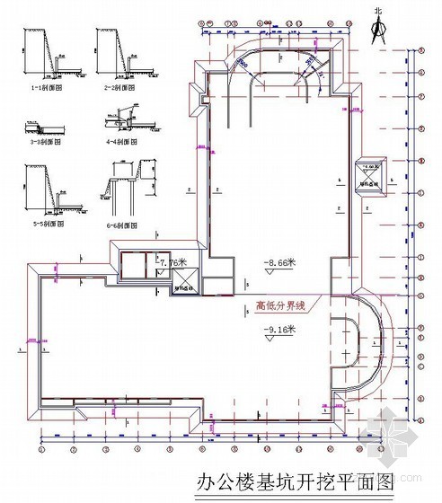 土方开挖过程施工工序资料下载-[北京]办公楼土方开挖施工方案(开挖平面图)