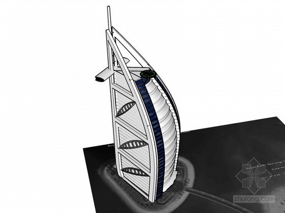 迪拜帆船酒店建筑平面图资料下载-迪拜帆船酒店SketchUp建筑模型