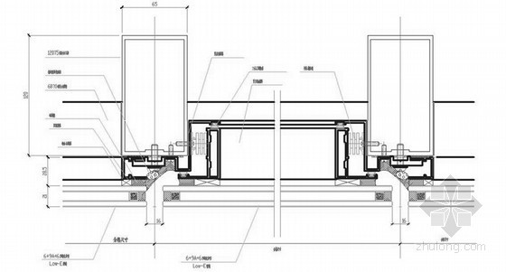 隐框玻璃幕墙二维节点图资料下载-隐框玻璃幕墙开启窗横剖节点图