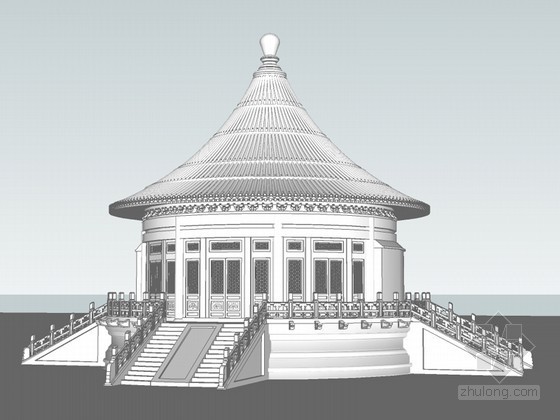 故宫的养心殿资料下载-古殿建筑SketchUp模型下载