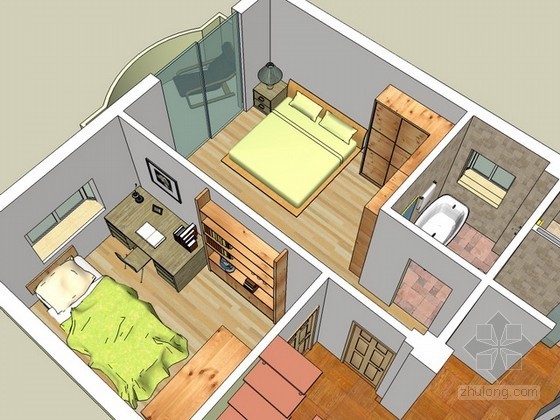 室内家居空间sketchup模型下载-室内家居空间 
