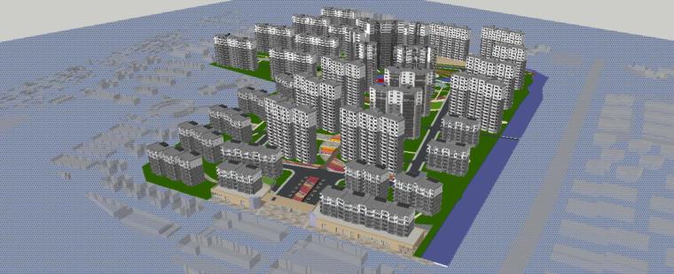 小区高层住宅楼skp资料下载-某小区居住区景观规划设计（SU模型）