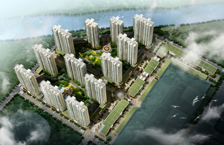 地产建筑psd资料下载-[湖北]襄樊知名地产广场现代高层商住综合体设计文本(JPG+CAD+PSD+Max）