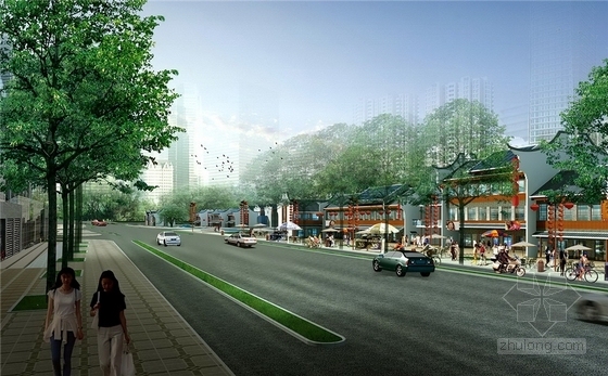 [福州]滨水商务休闲传统文化街区景观规划设计方案（3套方案）-景观效果图