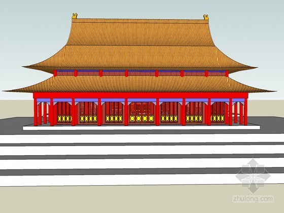 Sketchup模型材质资料下载-北京太和殿古建筑SketchUp模型下载