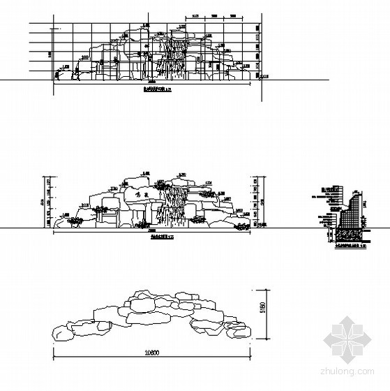 假山跌水su资料下载-假山跌水施工详图
