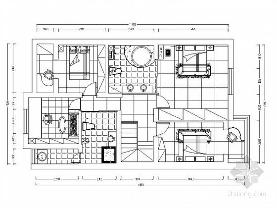 复古装修书房资料下载-[原创]复古新中式复式三居室内设计CAD施工图