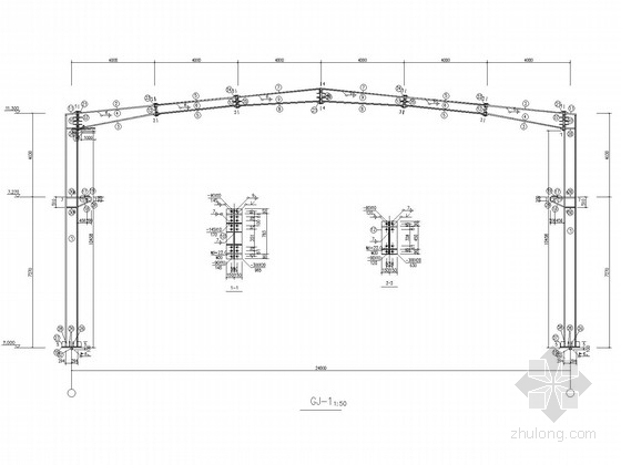 24米跨轻钢屋面资料下载-24米跨门式刚架干煤棚结构施工图