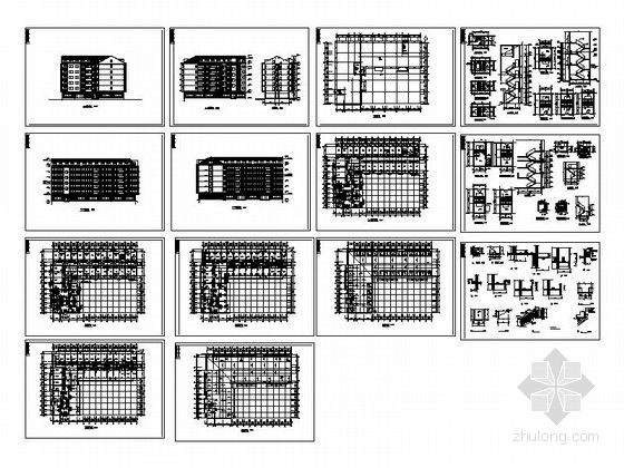 多层宿舍楼建筑施工图-总缩略图 