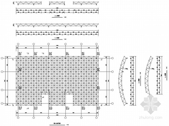 风雨操场结构设计图纸资料下载-[安徽]空间网架结构风雨操场结构图