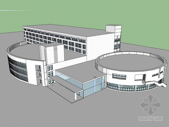同济大学图书馆新馆CAD资料下载-现代大学图书馆SketchUp模型下载